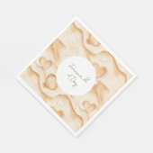 Tropische Herzen in Sand Beach Hochzeit Serviette (Ecke)