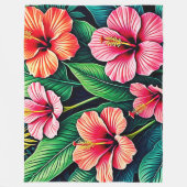 Tropische Hibiskus-Blüten-Kunst Fleecedecke (Vorderseite)
