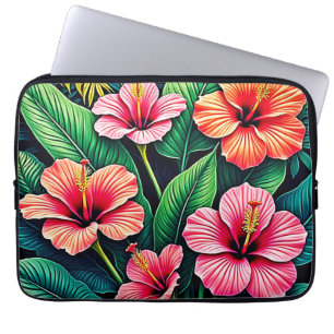Tropische Hibiskus-Blüten-Kunst Laptopschutzhülle