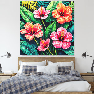 Tropische Hibiskus-Blüten-Kunst Leinwanddruck