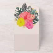 Tropische Hibiskus-Handgezeichnete Sommerhochzeit All In One Einladung (Außenbereich)