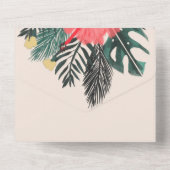 Tropische Hibiskus-Handgezeichnete Sommerhochzeit All In One Einladung (Rückseite)