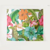 Tropische Hibiskus Hawaiian Watercolor Floral Tape Wandteppich (Vorderseite (Horizontal))