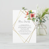 Tropische Hibiskus-Hochzeit Begleitkarte (Stehend Vorderseite)