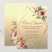 Tropische Hibiskus-Hochzeit Einladung (Vorne/Hinten)