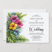 Tropische Hibiskus-Hochzeit Einladung (Vorderseite)