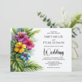 Tropische Hibiskus-Hochzeit Einladung (Stehend Vorderseite)