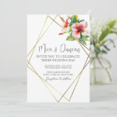 Tropische Hibiskus-Hochzeit Einladung (Stehend Vorderseite)