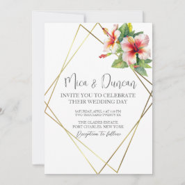 Tropische Hibiskus-Hochzeit Einladung