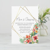 Tropische Hibiskus-Hochzeit Einladung (Stehend Vorderseite)