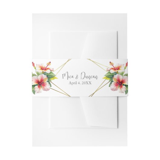 Tropische Hibiskus-Hochzeit Einladungsbanderole (Vorderseite Beispiel)