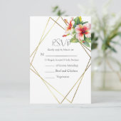 Tropische Hibiskus-Hochzeit RSVP Karte (Stehend Vorderseite)