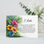 Tropische Hibiskus-Hochzeitsdetails Begleitkarte (Stehend Vorderseite)