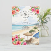 Tropische Hibiskus-Insel Einladung (Stehend Vorderseite)