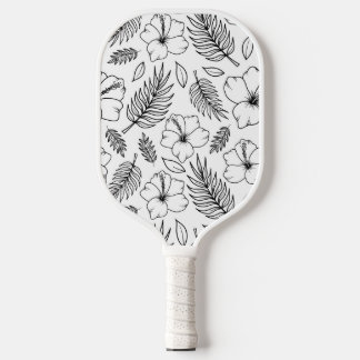 Tropische Hibiskus-Linienkunst Grafik Pickleball Schläger