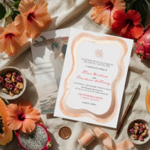 Tropische Hibiskus-Wellige Rand Vibrante Hochzeit