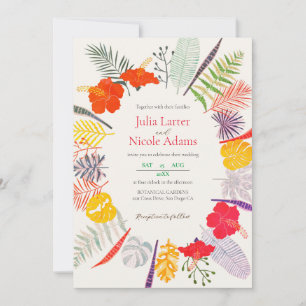 Tropische Hibiskus-Wildnis-Botanische Hochzeit Einladung
