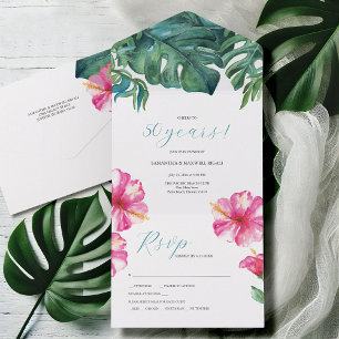 Tropische Hibiskusblüte 50. Hochzeitstag All In One Einladung