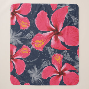 Tropische Hibiskusblüten Sommerdesign Sherpadecke