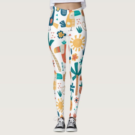 Tropische Hinterhofkunst Leggings (Vorderseite)