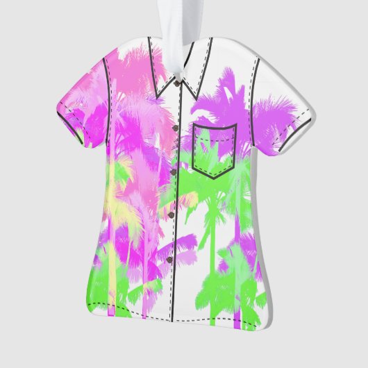 Tropische Hitzewelle Neon Hawaiian Palm Aloha Shir Ornament (Vorderseite)