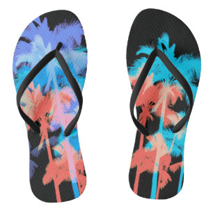 Tropische Hitzewelle Neon-Hawaiian-Palmen Badesandalen