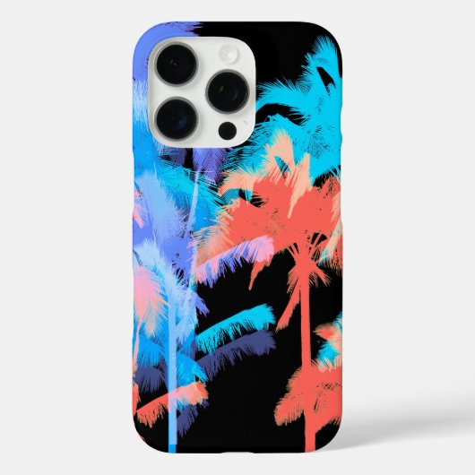 Tropische Hitzewelle Neon Hawaiian Palmen Schwarz Case-Mate iPhone Hülle (Rückseite)