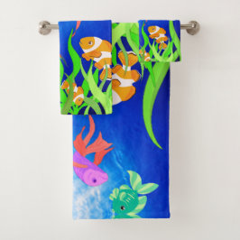 Tropische Hochseefische aus blauem Wasser Badhandtuch Set