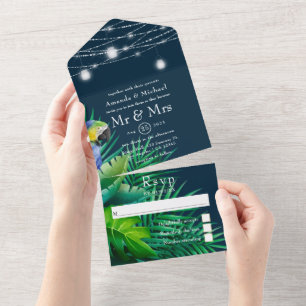Tropische Hochzeit All In One Einladung