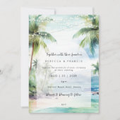 Tropische Hochzeit am Strand Einladung (Vorderseite)