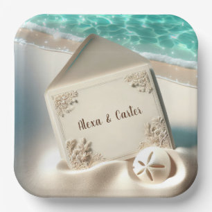 Tropische Hochzeit am Strand Pappteller