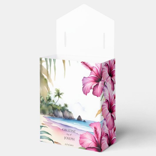 Tropische Hochzeit am Strand personalisiert Geschenkschachtel (Geöffnet)