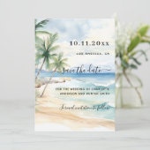 Tropische Hochzeit am Strand speichern Sie das Dat Save The Date (Stehend Vorderseite)