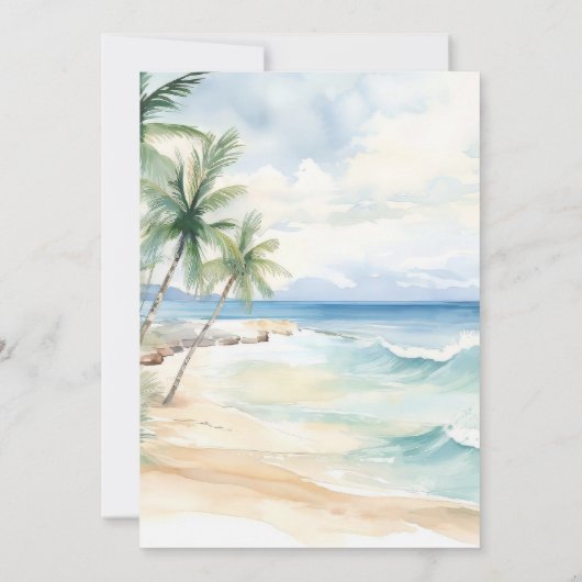 Tropische Hochzeit am Strand speichern Sie das Dat Save The Date (Rückseite)