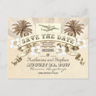 tropische Hochzeit am Traumziel - Save-the-Date Ankündigungspostkarte