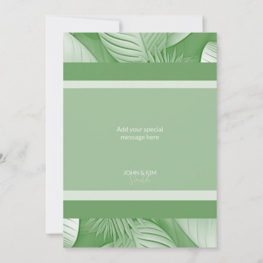 Tropische Hochzeit dank Karte (Rückseite)