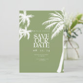 Tropische Hochzeit der grünen Palme Save The Date (Stehend Vorderseite)