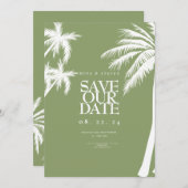 Tropische Hochzeit der grünen Palme Save The Date (Vorne/Hinten)