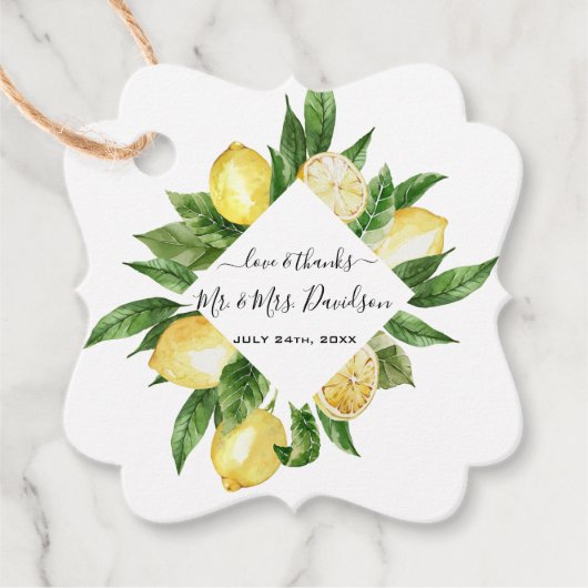 Tropische Hochzeit der mediterranen Wasserfarbe Le Geschenkanhänger (Vorderseite)