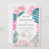 Tropische Hochzeit der Palmen der Palmen Einladung (Vorderseite)