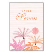 Tropische Hochzeit der Vintagen Palme Tischnummer (Vorderseite)
