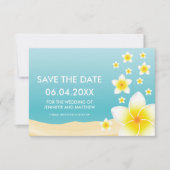 Tropische Hochzeit der weißen Plumeria rettet das Save The Date (Vorderseite)