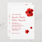 Tropische Hochzeit des Roten Hibiskus Einladung (Vorne/Hinten)