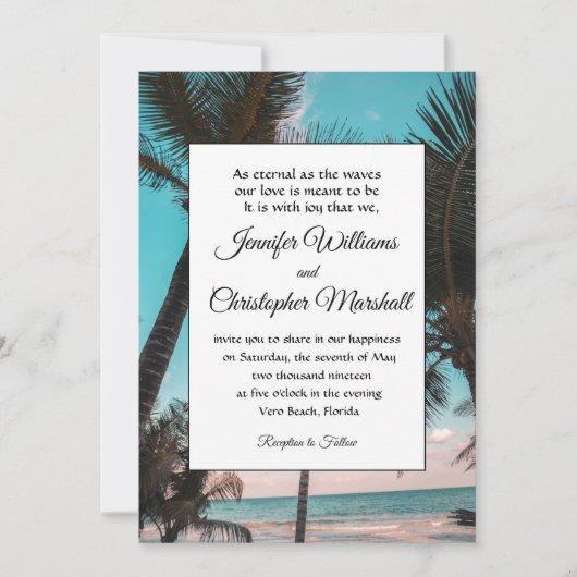 Tropische Hochzeit Einladung (Vorderseite)