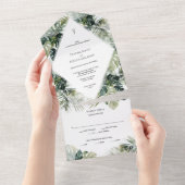 Tropische Hochzeit - Einladung, Hochzeit in Urlaub All In One Einladung (Abreißen)