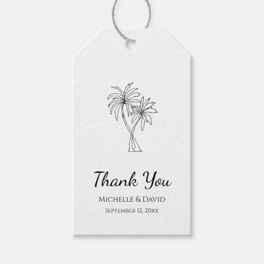 Tropische Hochzeit Elegante Palmen Geschenkanhänger (Vorderseite)