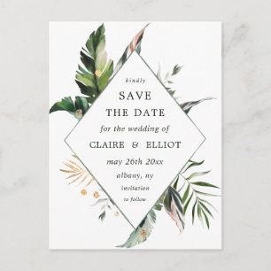 Tropische Hochzeit Folien Save-the-Date Ankündigungspostkarte