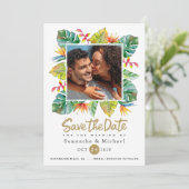Tropische Hochzeit | FOTO SAVE THE DATE Karte (Stehend Vorderseite)