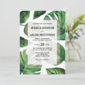 Tropische Hochzeit, Hochzeit am Strand Einladung (Stehend Vorderseite)