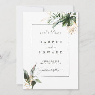 Tropische Hochzeit in Aquarellfarben Save The Date